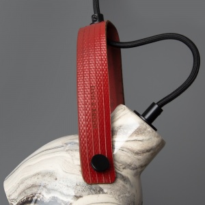 Pera Marbled Ceramic Pendant with Rescued Fire-Hose Strap